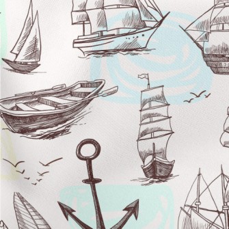 Sailing Wooden Boat Lightweight Cotton Poplin