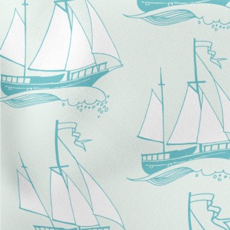 Sailing Boat On The Waves Lightweight Cotton Poplin