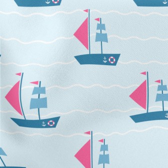 Nautical Sailing Ship Lightweight Cotton Poplin