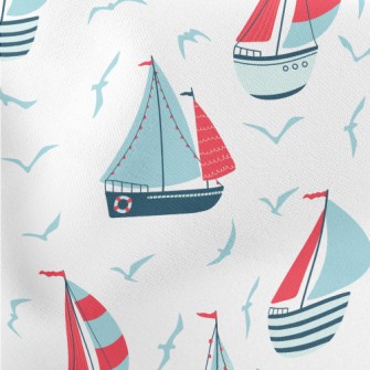 Seagull And Sailboat Lightweight Cotton Poplin