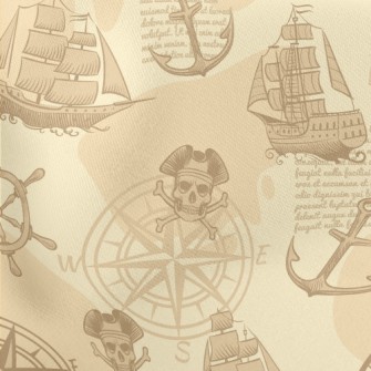 Skeleton Pirate Ship Lightweight Cotton Poplin