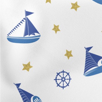 Sequin Star Sailing Ship Lightweight Cotton Poplin