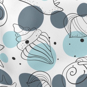 Simple Depiction Of Seashells Lightweight Cotton Poplin