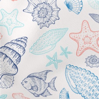 Coral Reef Shell Fish Lightweight Cotton Poplin