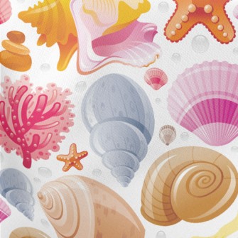 Bright Shell Coral Reef Lightweight Cotton Poplin