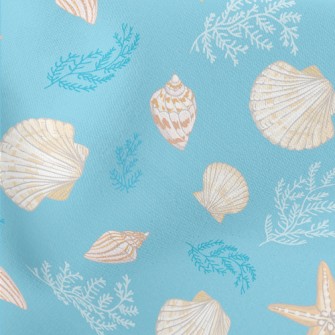 Starfish Shellfish Seaweed Lightweight Cotton Poplin