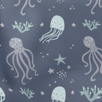 Star Jellyfish And Octopus Lightweight Cotton Poplin