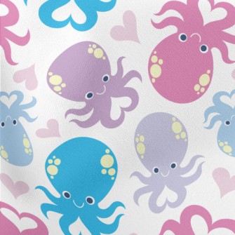 Playful Loving Octopus Lightweight Cotton Poplin