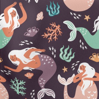 Dancing Mermaid In The Sea Lightweight Cotton Poplin