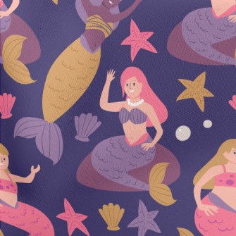 Mermaid Friends Lightweight Cotton Poplin