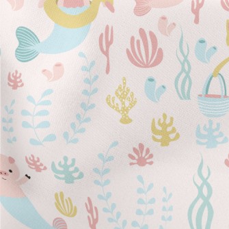 Animal Turns Into Mermaid Lightweight Cotton Poplin