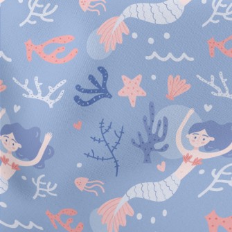 Elegant Swimming Mermaid Lightweight Cotton Poplin
