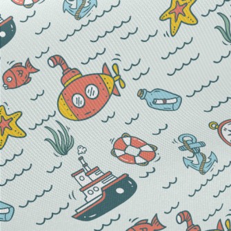 Message In A Bottle Compass Sh Midweight Cotton Poplin