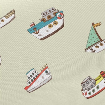 Various Fishing Boats Midweight Cotton Poplin