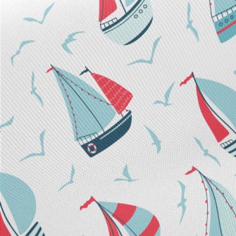 Seagull And Sailboat Midweight Cotton Poplin