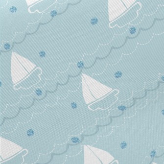 Simple Sailboat With Dots Of S Midweight Cotton Poplin