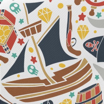 Pirate Ship Treasure Midweight Cotton Poplin