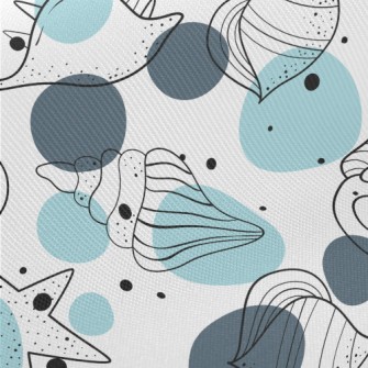 Simple Depiction Of Seashells Midweight Cotton Poplin