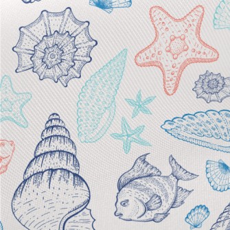 Coral Reef Shell Fish Midweight Cotton Poplin