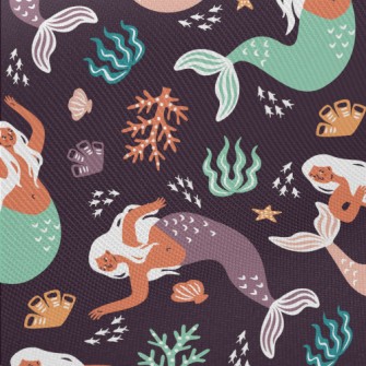 Dancing Mermaid In The Sea Midweight Cotton Poplin