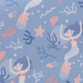 Elegant Swimming Mermaid Midweight Cotton Poplin