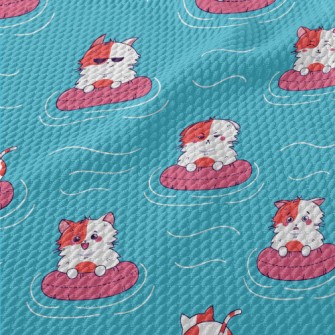 Cat Swimming In Swimming Pool Birdseye Piqué