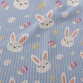 White Rabbit And Easter Eggs Birdseye Piqué