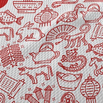 Chinese Traditional Lunar New  Birdseye Piqué