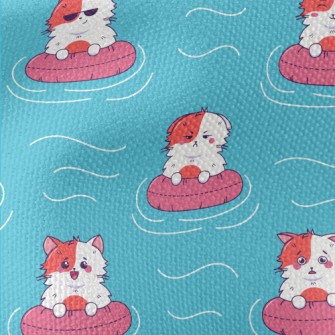 Cat Swimming In Swimming Pool Waterproof Canvas