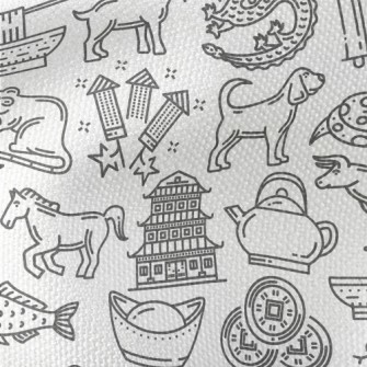 Chinese Zodiac New Year Waterproof Canvas