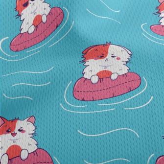 Cat Swimming In Swimming Pool Athletic Mesh Flat Back