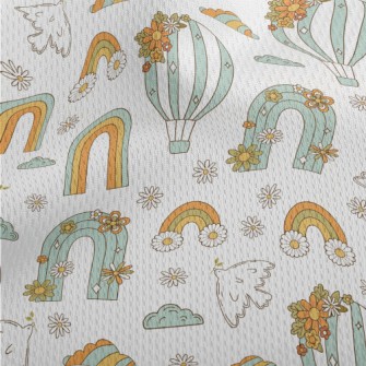 70s Hippie Illustrations Athletic Mesh Flat Back