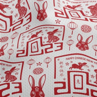 Happy New Year Of The Rabbit Athletic Mesh Flat Back