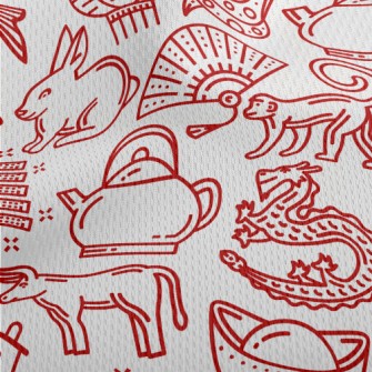 Chinese Traditional Lunar New  Athletic Mesh Flat Back