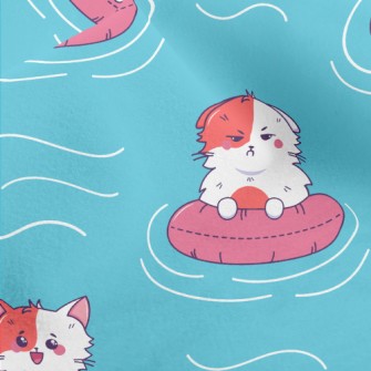 Cat Swimming In Swimming Pool Micro Fleece