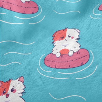 Cat Swimming In Swimming Pool Minky