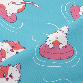 Cat Swimming In Swimming Pool Piqué