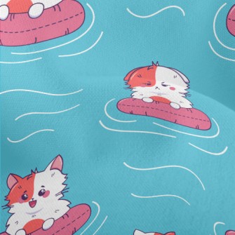 Cat Swimming In Swimming Pool Lightweight Performance Linen