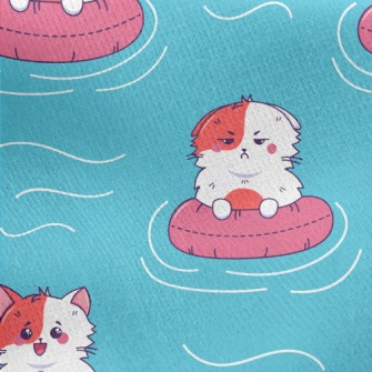 Cat Swimming In Swimming Pool Jersey Backed Fleece