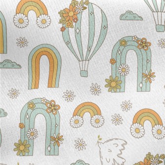 70s Hippie Illustrations Jersey Backed Fleece