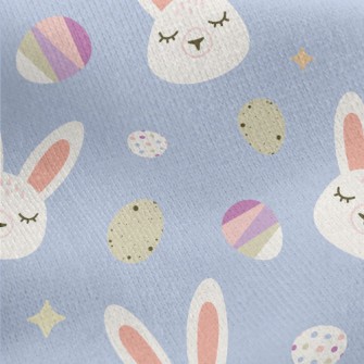 White Rabbit And Easter Eggs Jersey Backed Fleece