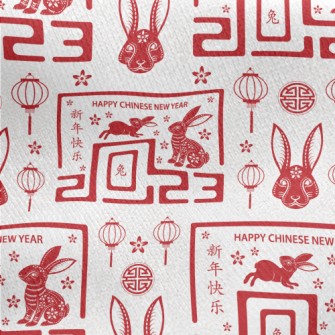 Happy New Year Of The Rabbit Jersey Backed Fleece