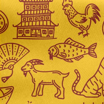 Traditional Chinese Zodiac Jersey Backed Fleece