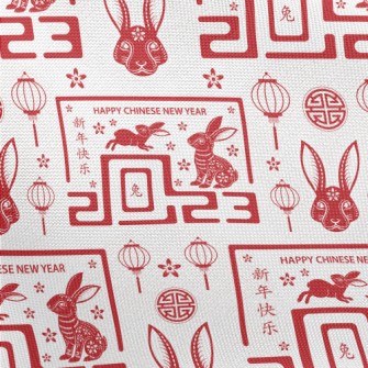 Happy New Year Of The Rabbit Pongee