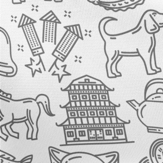 Chinese Zodiac New Year Pongee