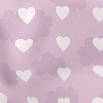 Cute Clouds And Hearts Lightweight Cotton Poplin