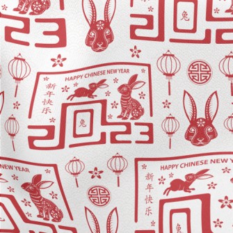 Happy New Year Of The Rabbit Lightweight Cotton Poplin