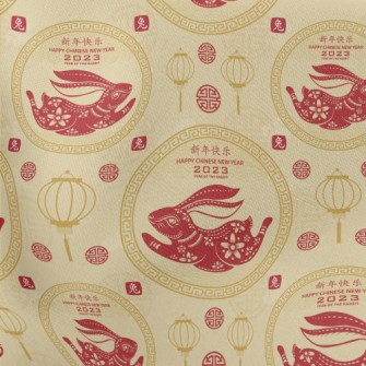 Happy New Year Of The Rabbit Lightweight Cotton Poplin