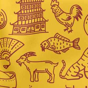 Traditional Chinese Zodiac Lightweight Cotton Poplin