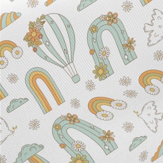 70s Hippie Illustrations Midweight Cotton Poplin